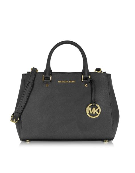 Michael Kors Sutton Medium Black Saffiano Leather Satchel